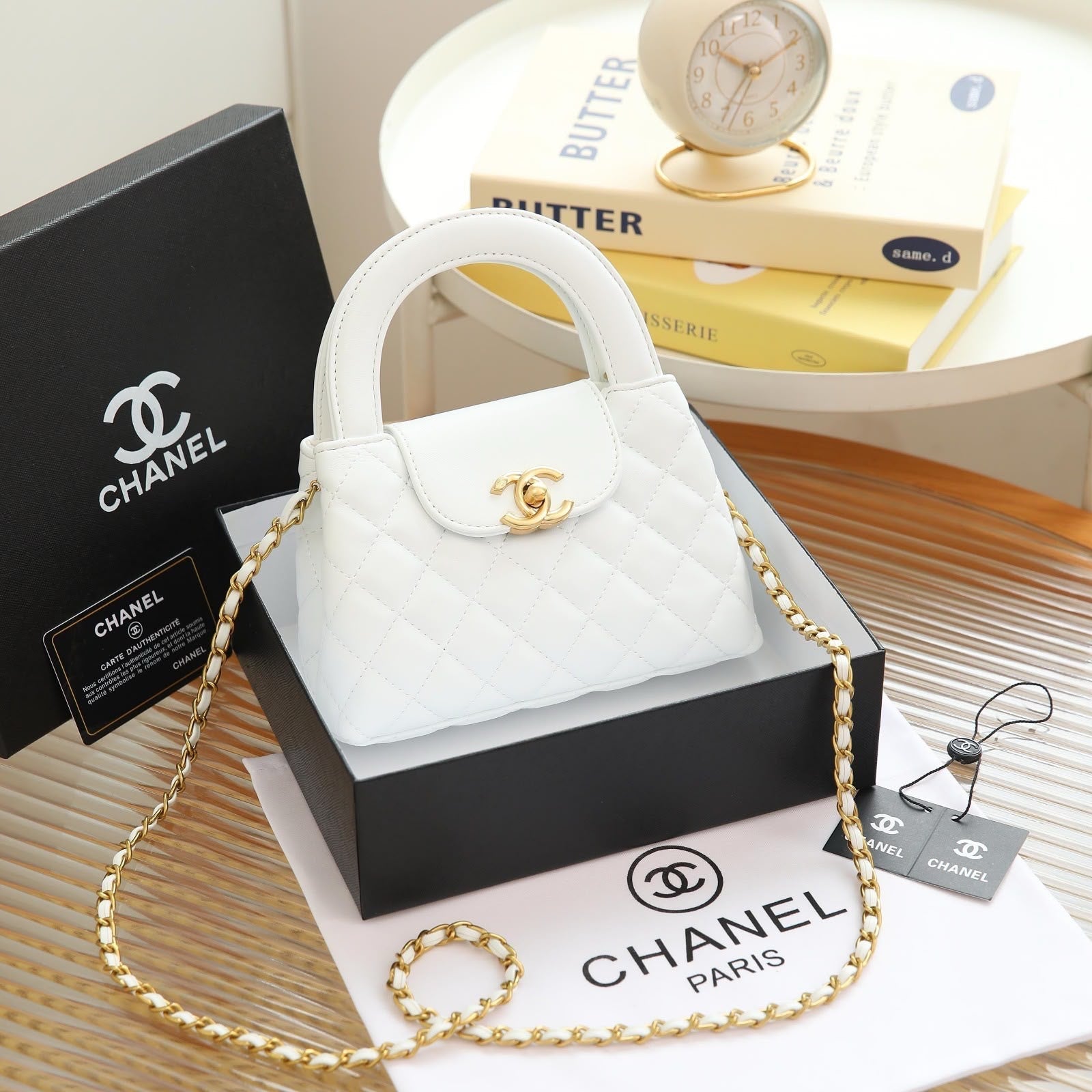 Chanel Mini Kelly Top Handle Bag – White - View 3