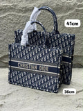 Dior Oblique Embroidered Tote – Blue Oblique - View 4