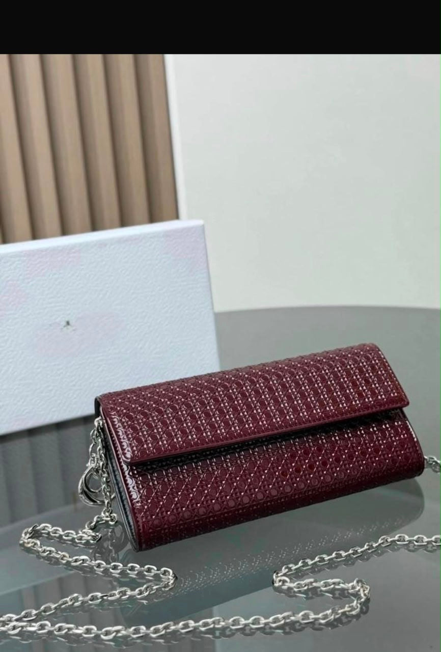 Dior Wallet on Chain – Wine Red - View 5