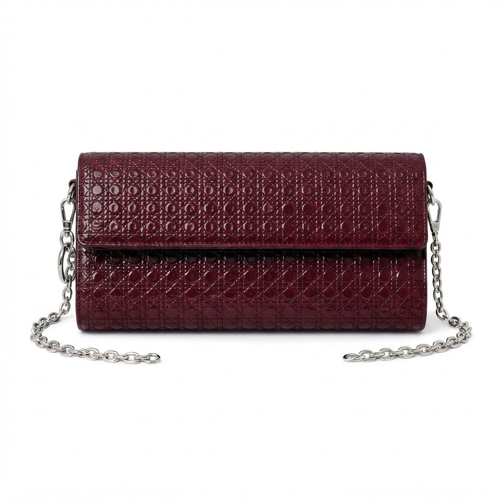 Dior Wallet on Chain – Wine Red - View 1