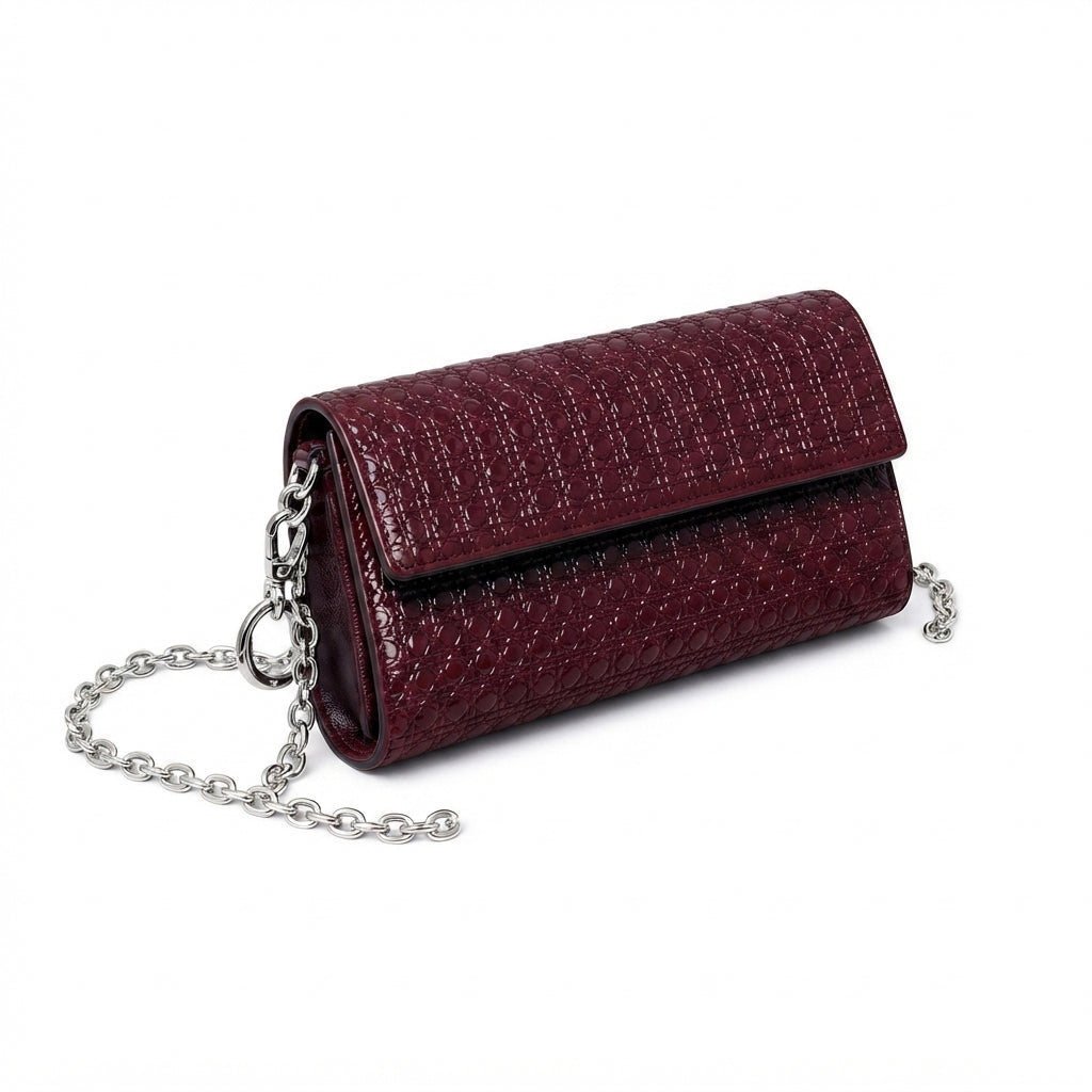 Dior Wallet on Chain – Wine Red - View 3