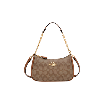 Coach Teri Shoulder Bag in Signature Canvas – Brown - View 1