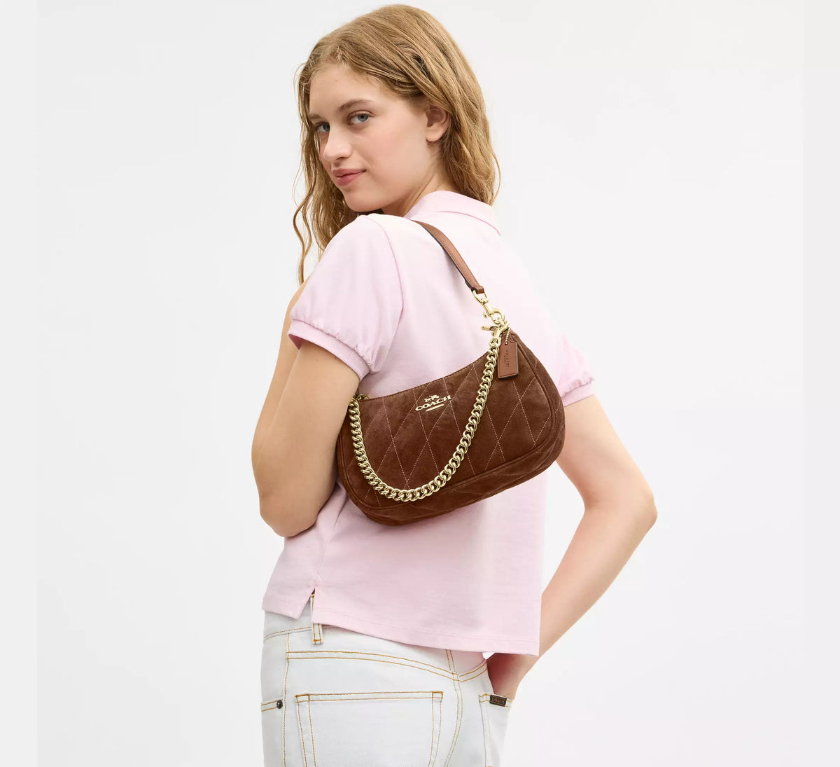 Coach Teri Quilted Shoulder Bag – Brown - View 6