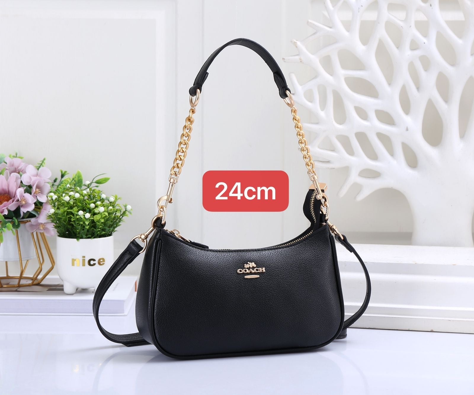 Coach Bag Teri – Black with Gold-Tone Chain - View 5