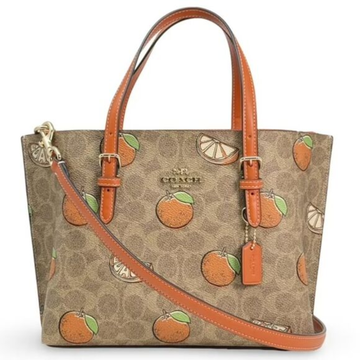 Coach Bag Canvas Vibrant Orange Fruit Print - View 1