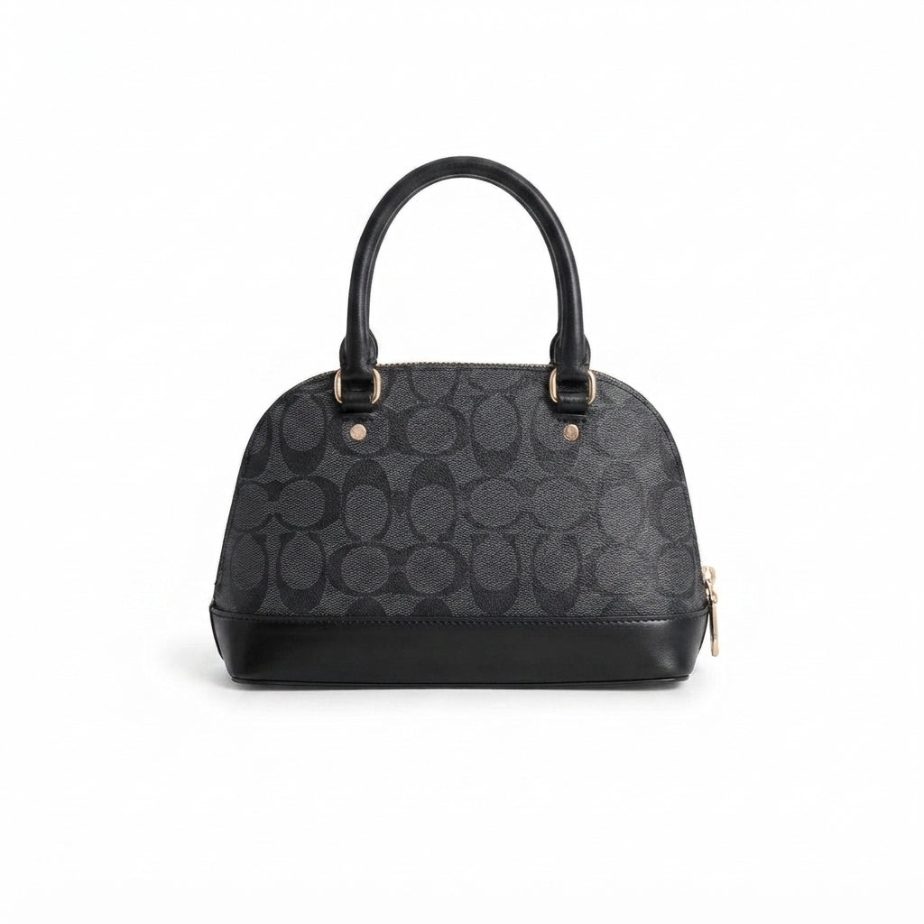 Coach Dome Satchel – Black Signature Monogram - View 1