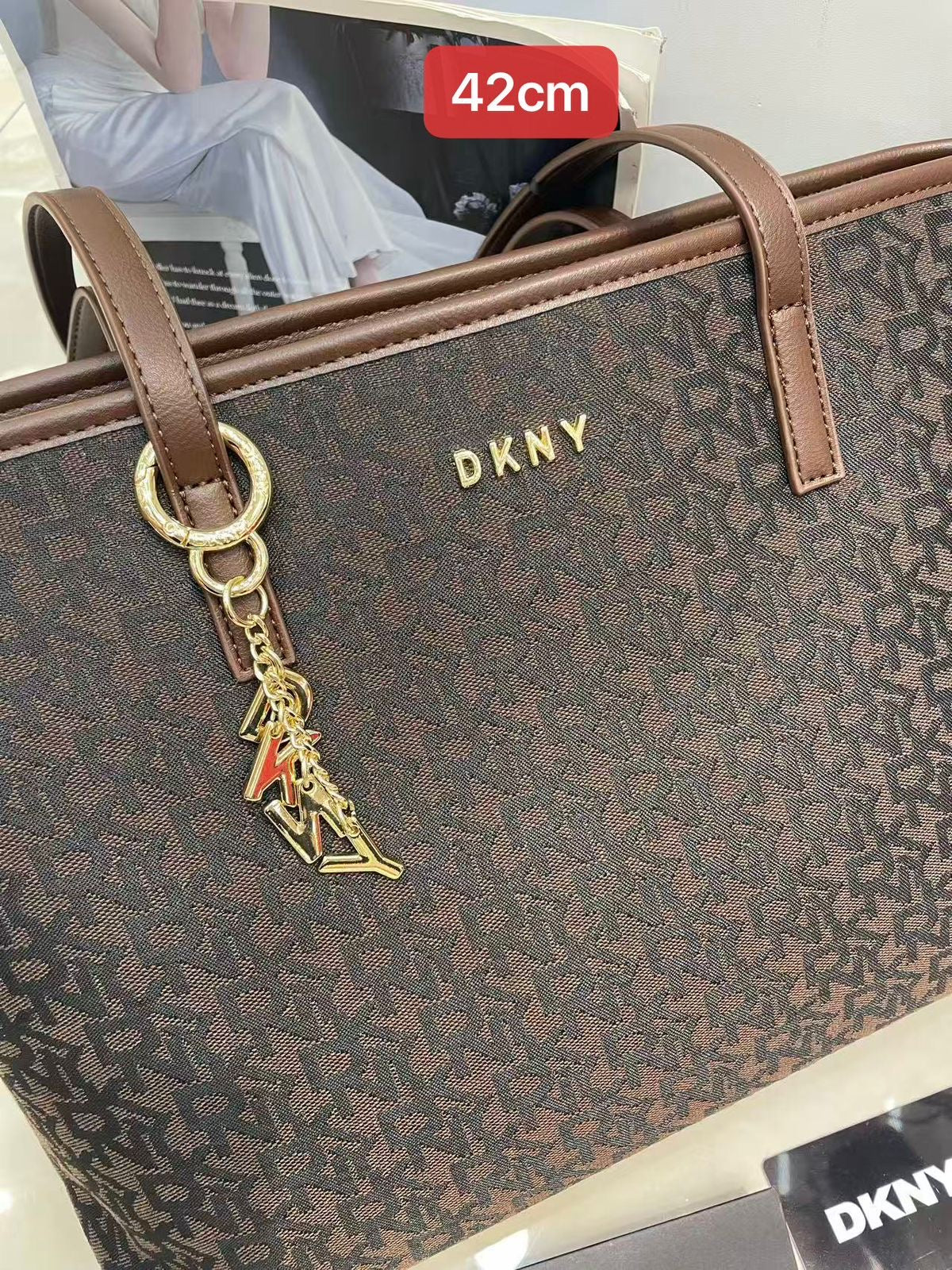 DKNY Bryant Logo-Print Tote Bag – Brown - View 5
