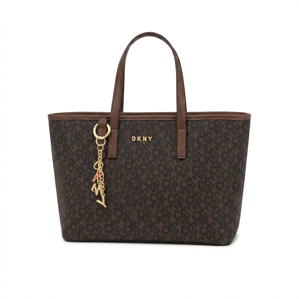 DKNY Bryant Logo-Print Tote Bag – Brown - View 1
