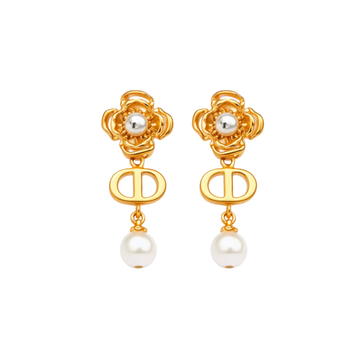 Dior Jewelry | CD Floral Pearl Drop Earring Gold