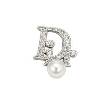 Dior Jewelry | Oblique Crystal Pearl Brooch Silver