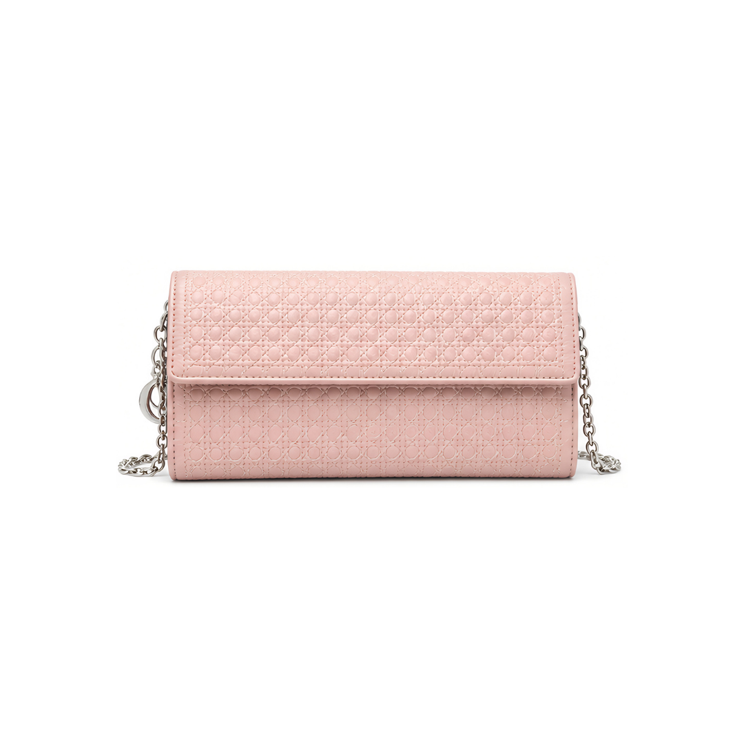 Dior Cannage Chain Wallet – Light Pink - View 1