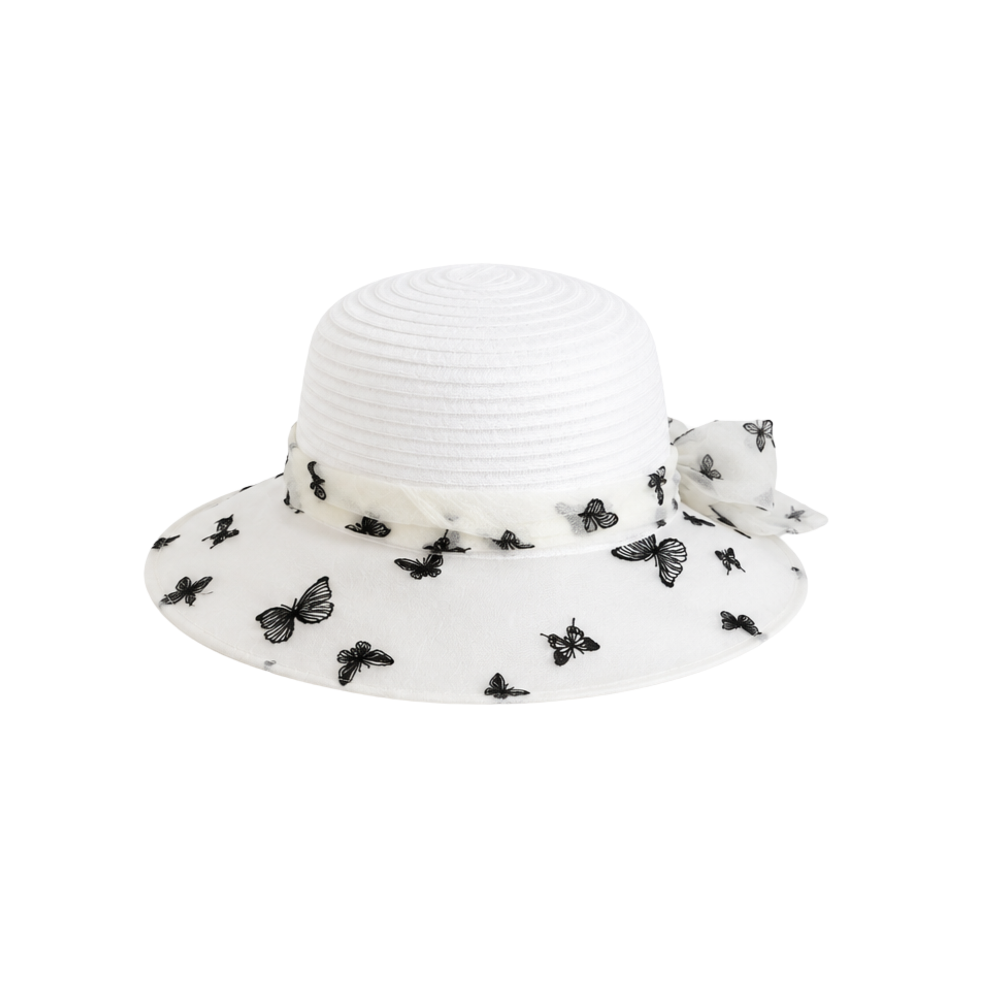 Dior D-Bobby Large Brim Butterfly Hat White Black – product view