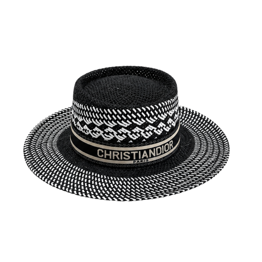 Dior D-Bobby Straw Hat Black White – product view