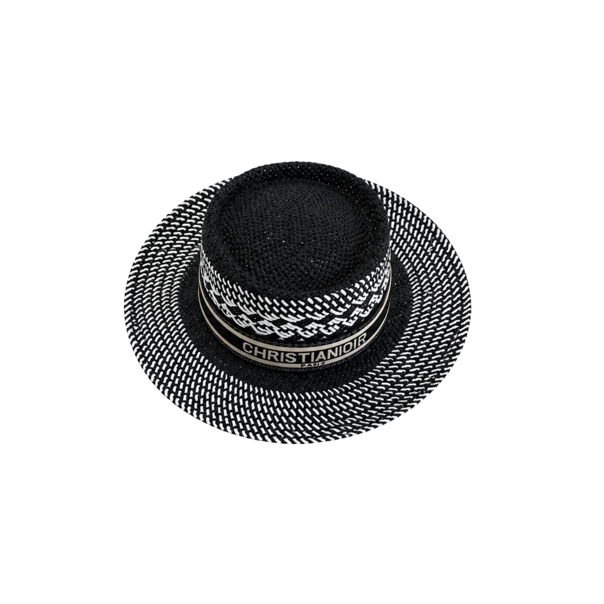 Dior D-Bobby Straw Hat Black White – product view