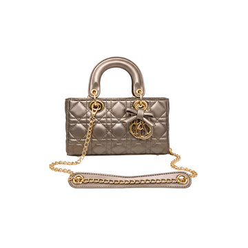 Dior Lady D-Joy Quilted Leather Bag – Metallic Taupe - View 1