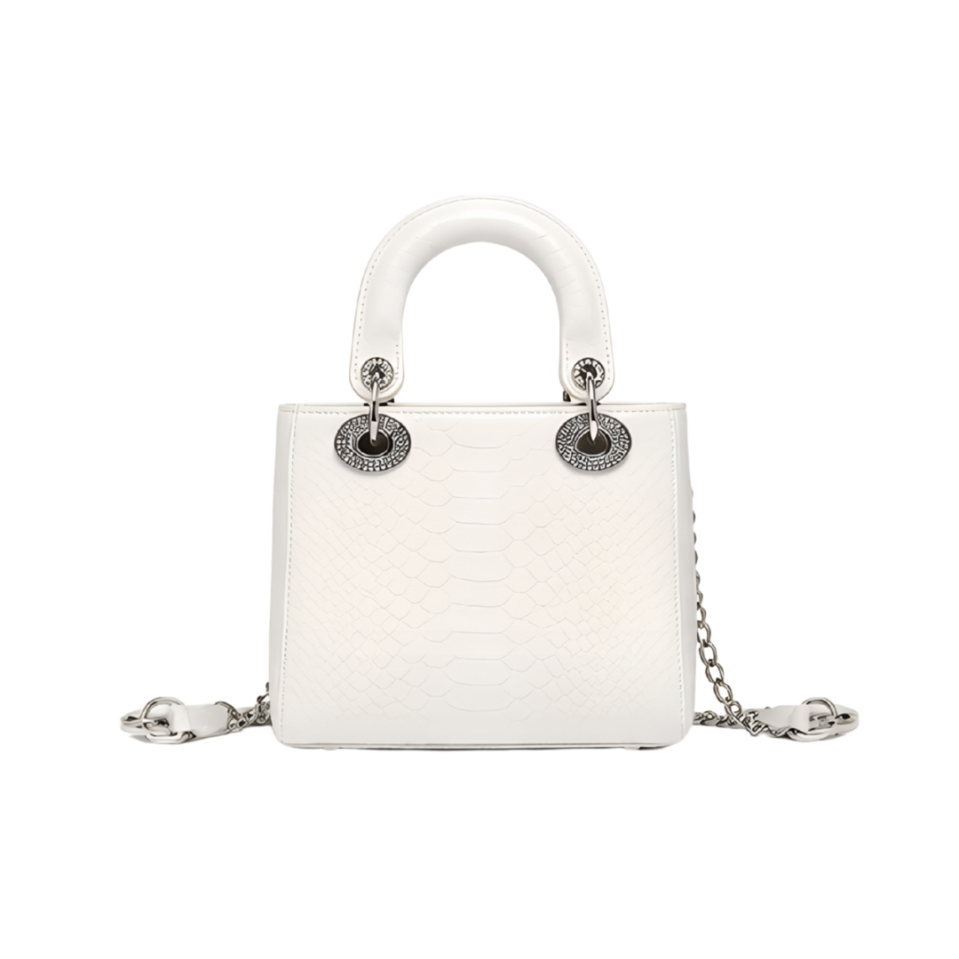 Dior Mini Lady Dior Crocodile-Style Leather Bag – White - View 4