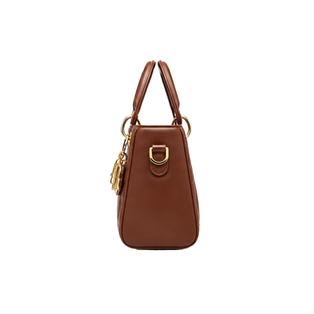 Dior Quilted Leather Handbag – Brown - View 3