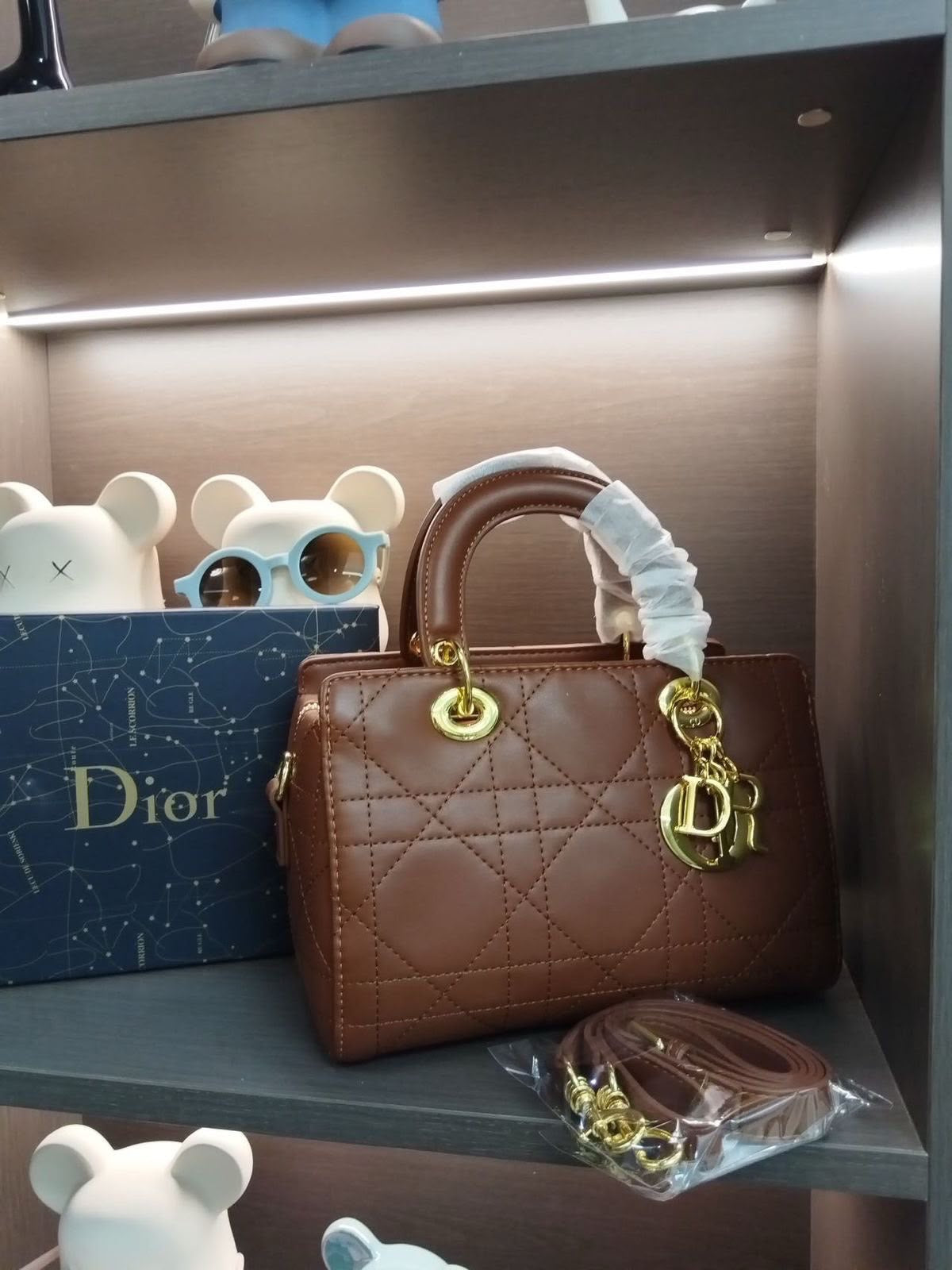 Dior Quilted Leather Handbag – Brown - View 5