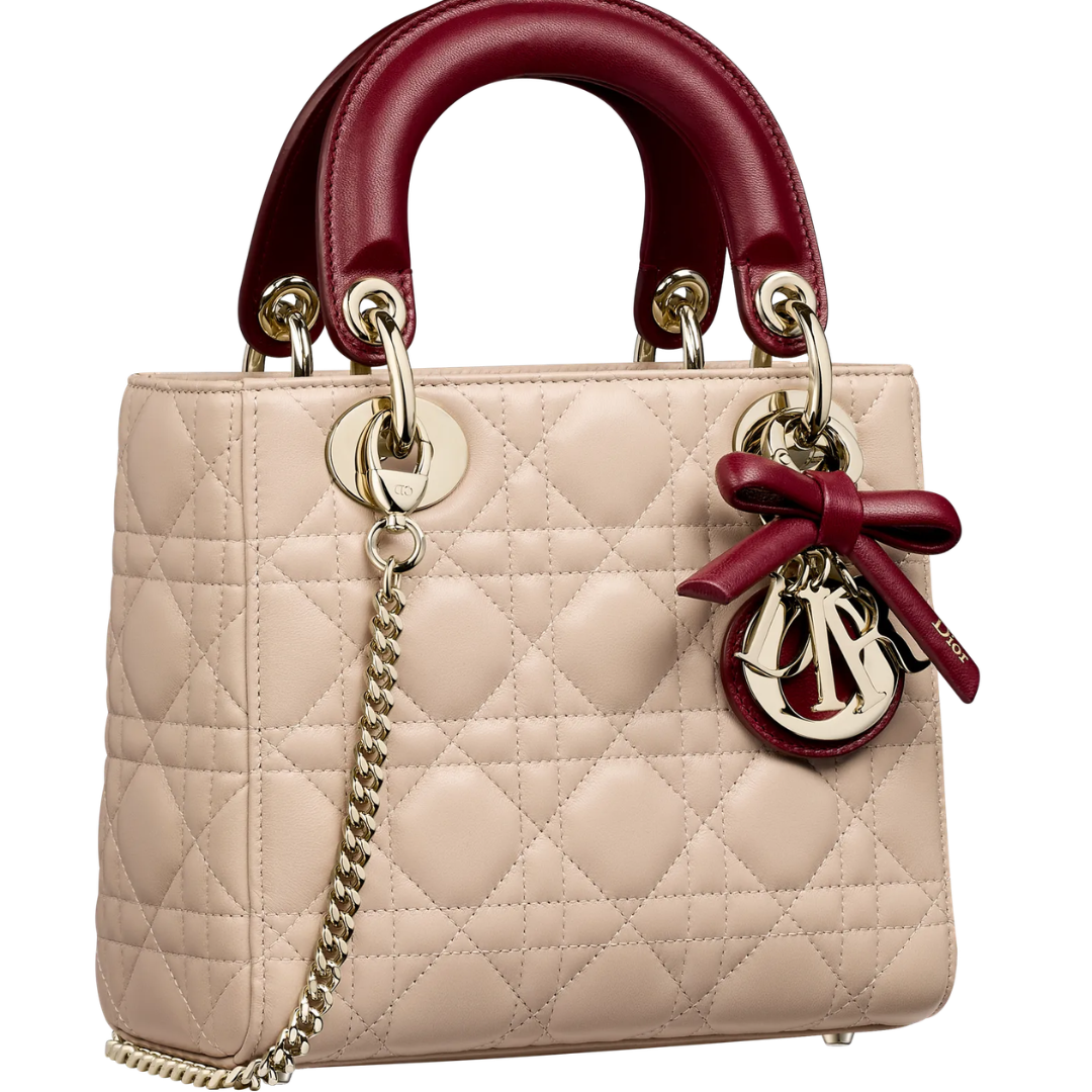 Dior Mini Lady Bag – White & Burgundy - View 1