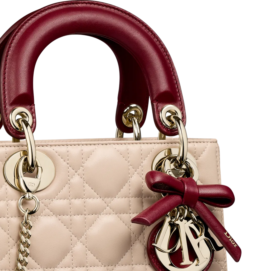 Dior Mini Lady Bag – White & Burgundy - View 2
