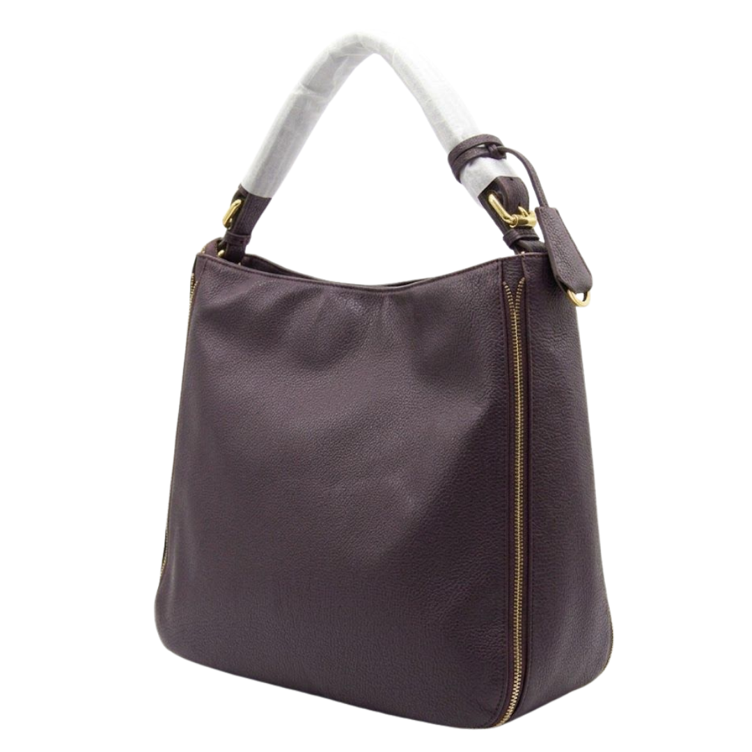 Dior Pebbled Hobo Shoulder Bag – Burgundy - View 3