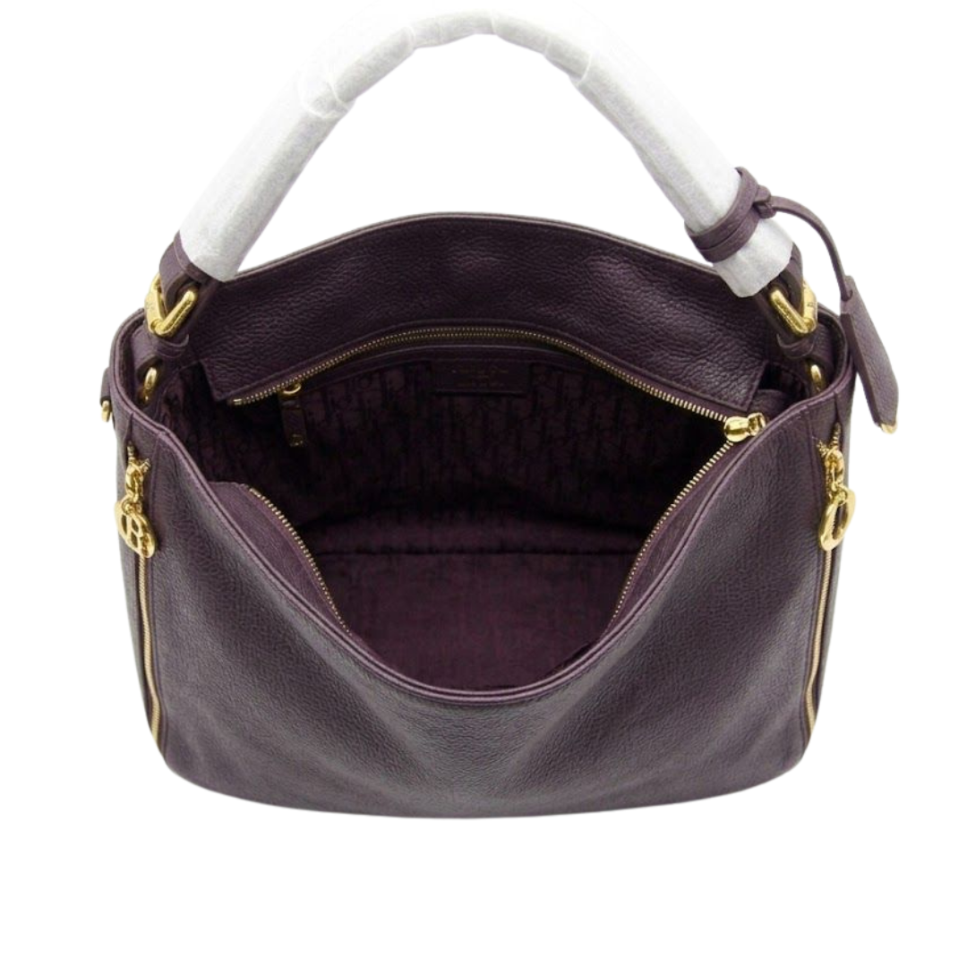 Dior Pebbled Hobo Shoulder Bag – Burgundy - View 4