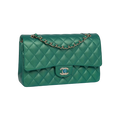 Chanel Classic Double Flap Bag Green Iridescent Lambskin Light Gold Hardware - View 2