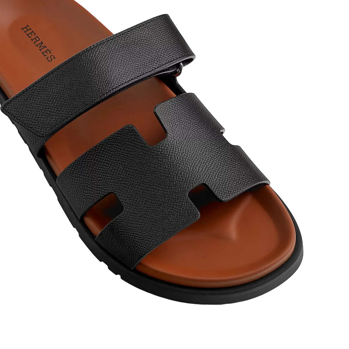 Hermès Chypre Sandals – Noir / Naturel - View 2