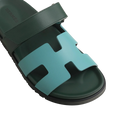 Hermès Chypre Sandals – Bleu Citadin / Vert Bouteille - View 2