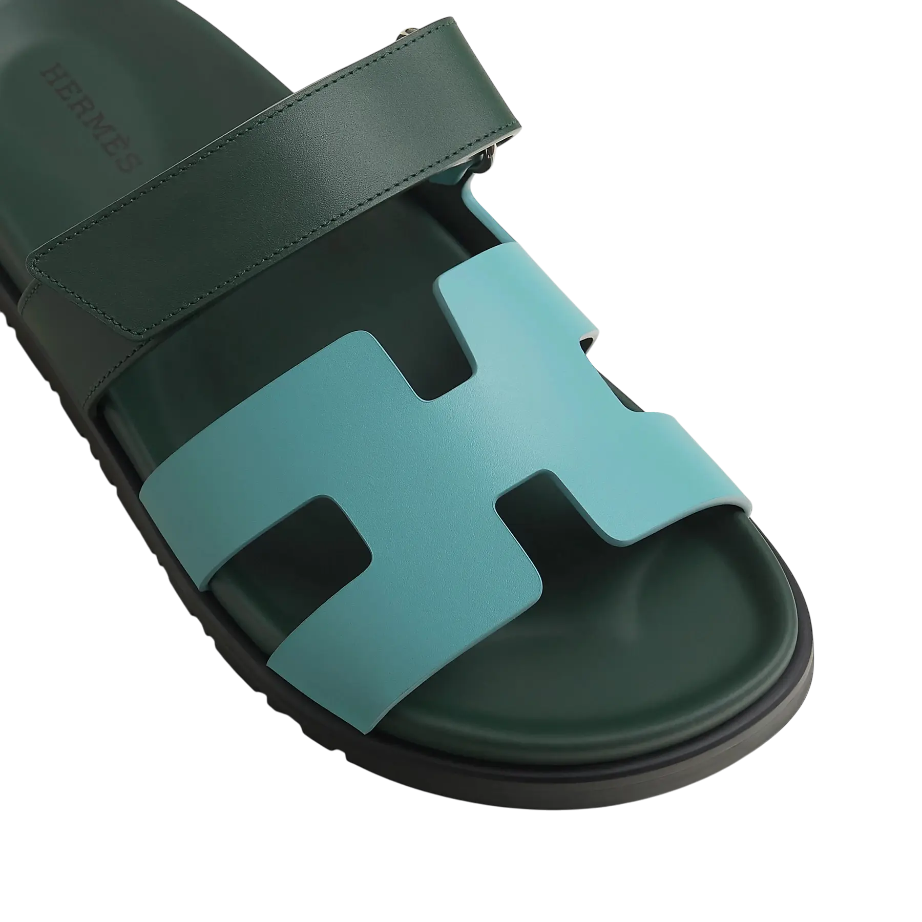 Hermès Chypre Sandals – Bleu Citadin / Vert Bouteille - View 2