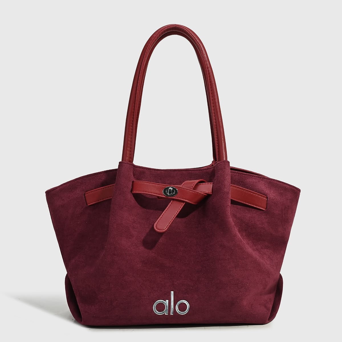 Alo Faux-Suede Tote Bag – Burgundy - View 5