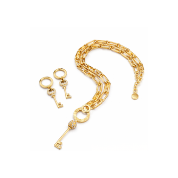 Fendi Jewelry | Lock Key Jewelry Set Gold Crystals