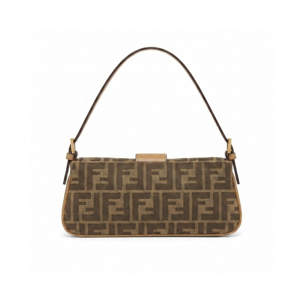 Fendi-Style Monogram Baguette Shoulder Bag - View 3