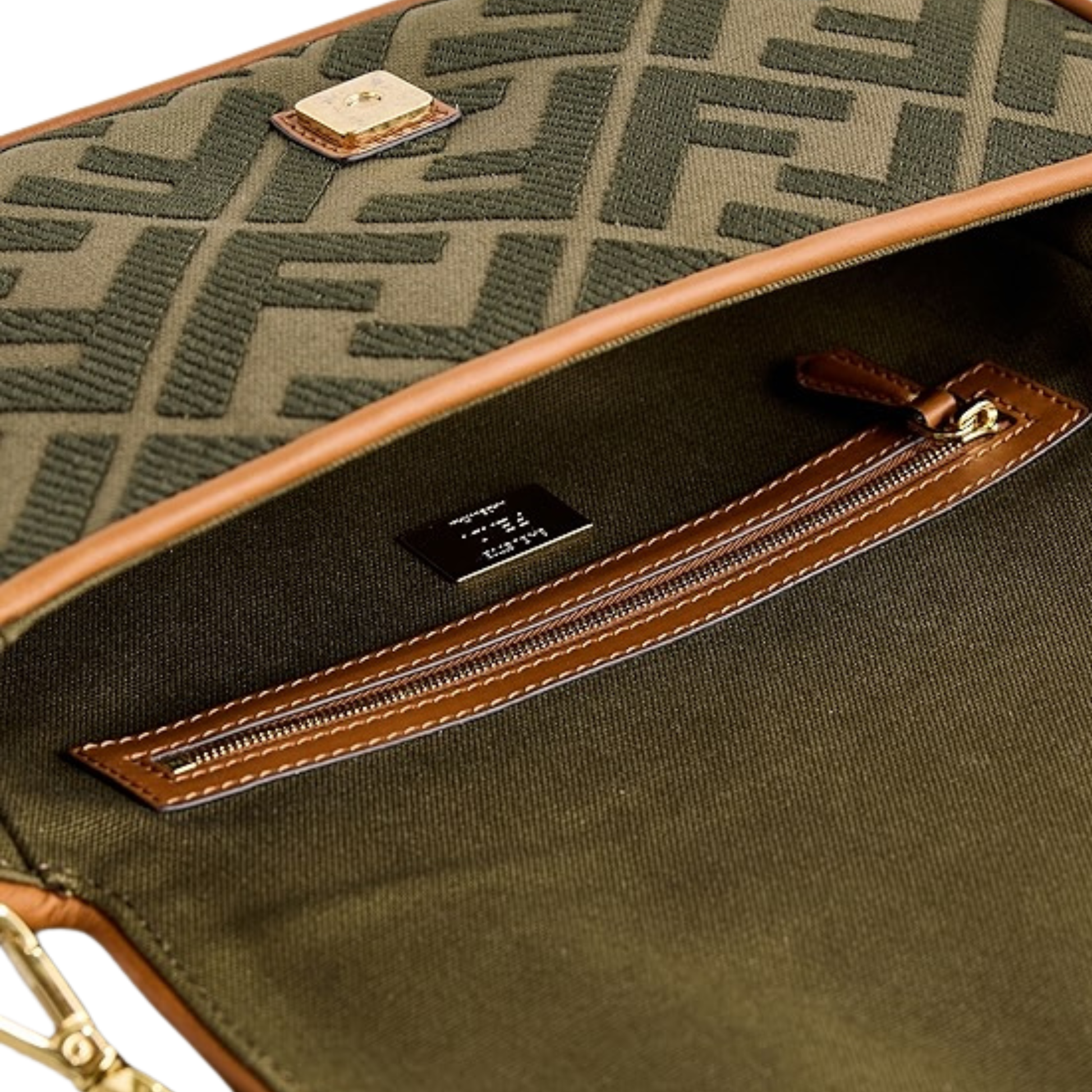 Fendi Zucca Embroidered Canvas Baguette Bag Green Bag - image 3