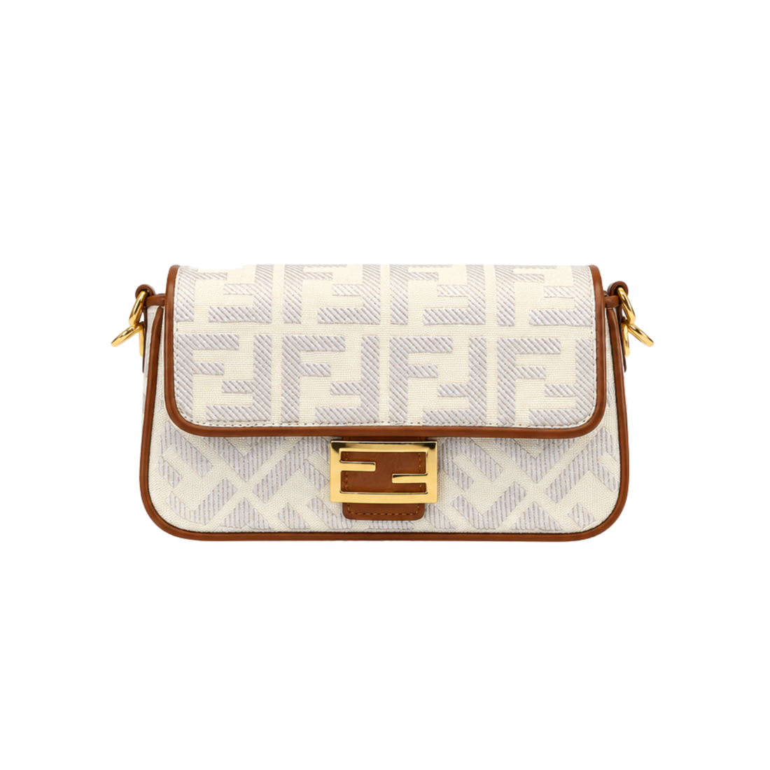 Fendi Zucca Embroidered Canvas Baguette Bag White Bag - image 1
