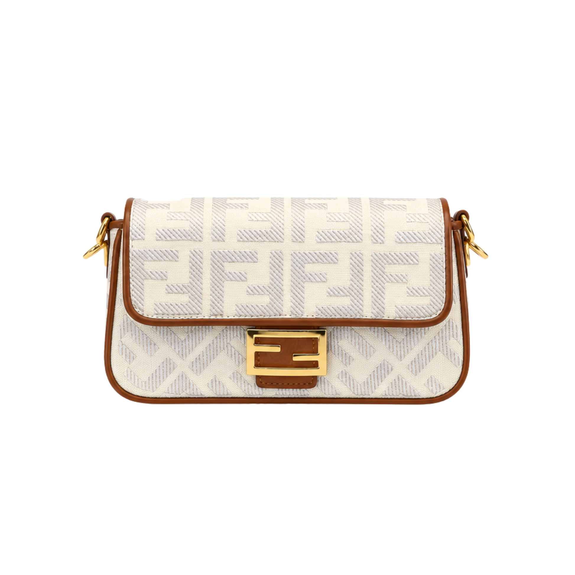 Fendi Zucca Embroidered Canvas Baguette Bag White Bag - image 1