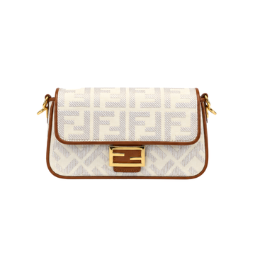 Fendi Zucca Embroidered Canvas Baguette Bag White Bag - image 1