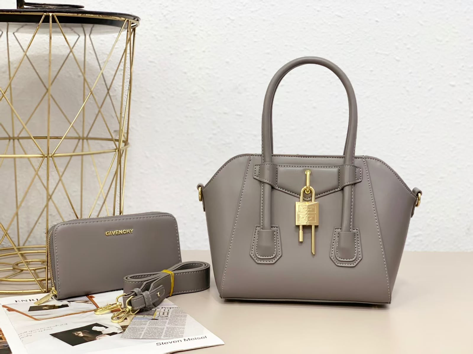 Givenchy Mini Antigona Lock Bag – Grey - View 5