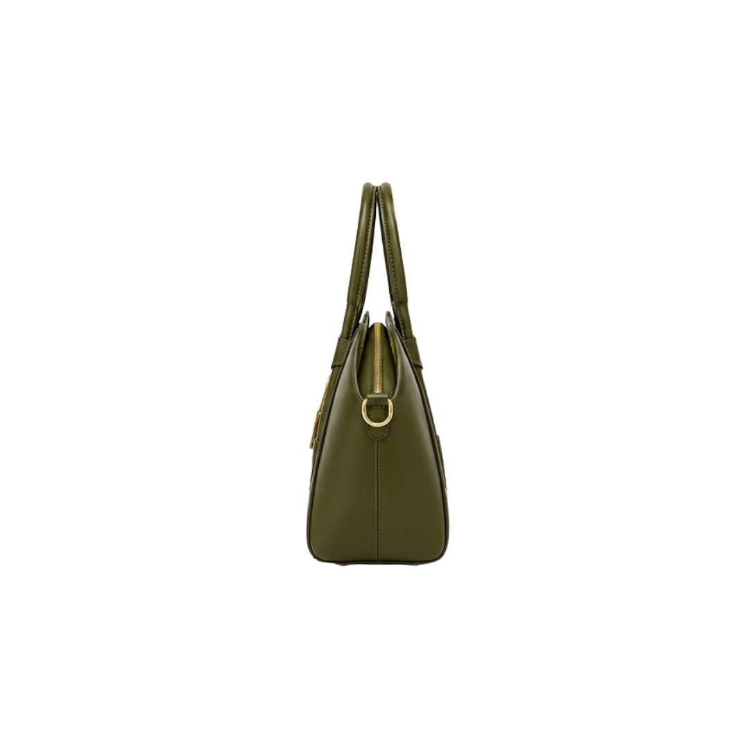 Givenchy Mini Antigona Lock Top Handle Leather Bag – Olive Green - View 3