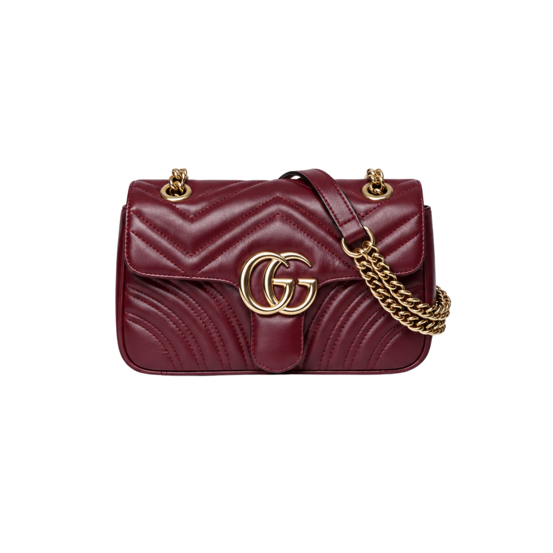 Gucci Marmont Matelassé Shoulder Burgundy Leather Bag