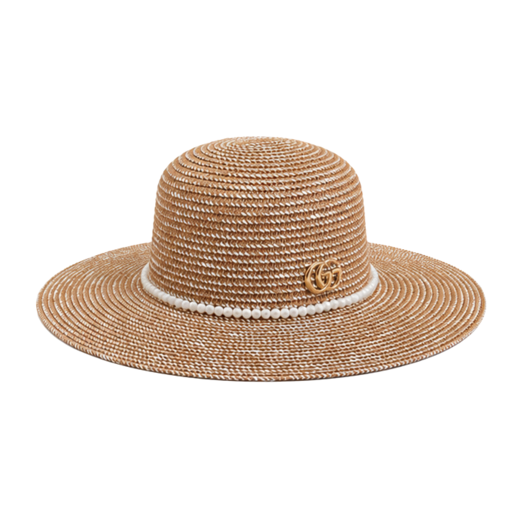 Gucci GG Embellished Straw Sun Hat Natural Beige – product view