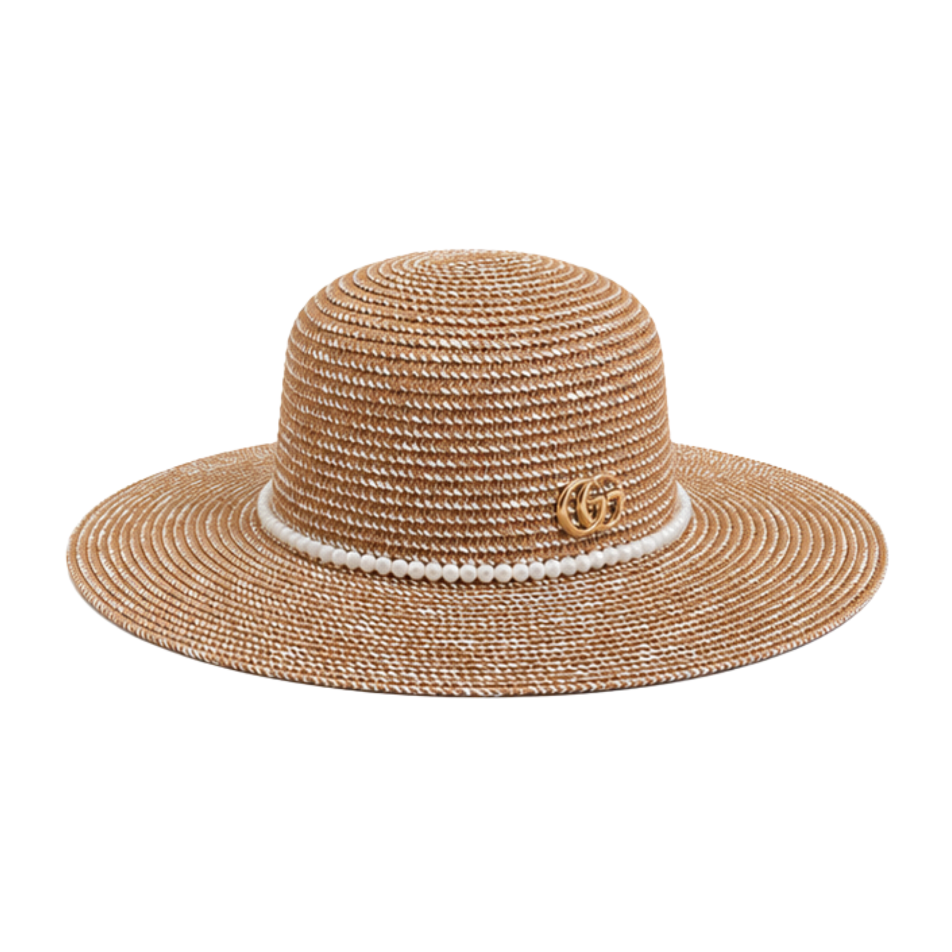 Gucci GG Embellished Straw Sun Hat Natural Beige – product view