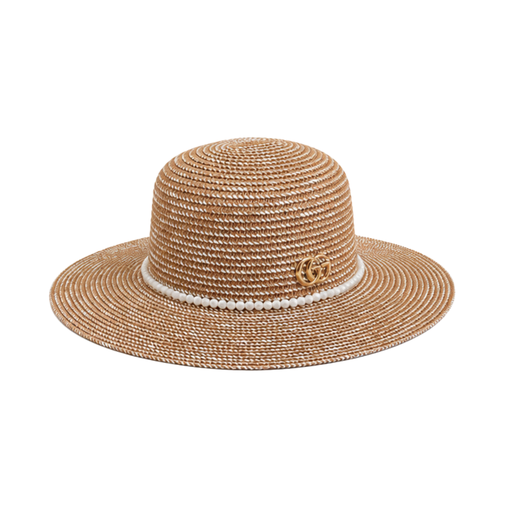 Gucci GG Embellished Straw Sun Hat Natural Beige – product view