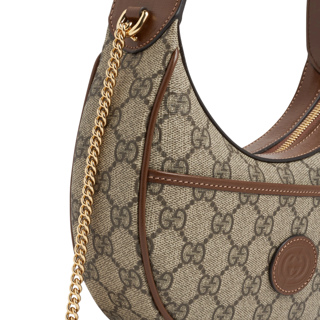 Gucci GG Supreme Half-Moon Mini Bag – Nude - View 3