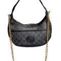 Gucci GG Supreme Mini Half-Moon Shoulder Bag – Black - View 3
