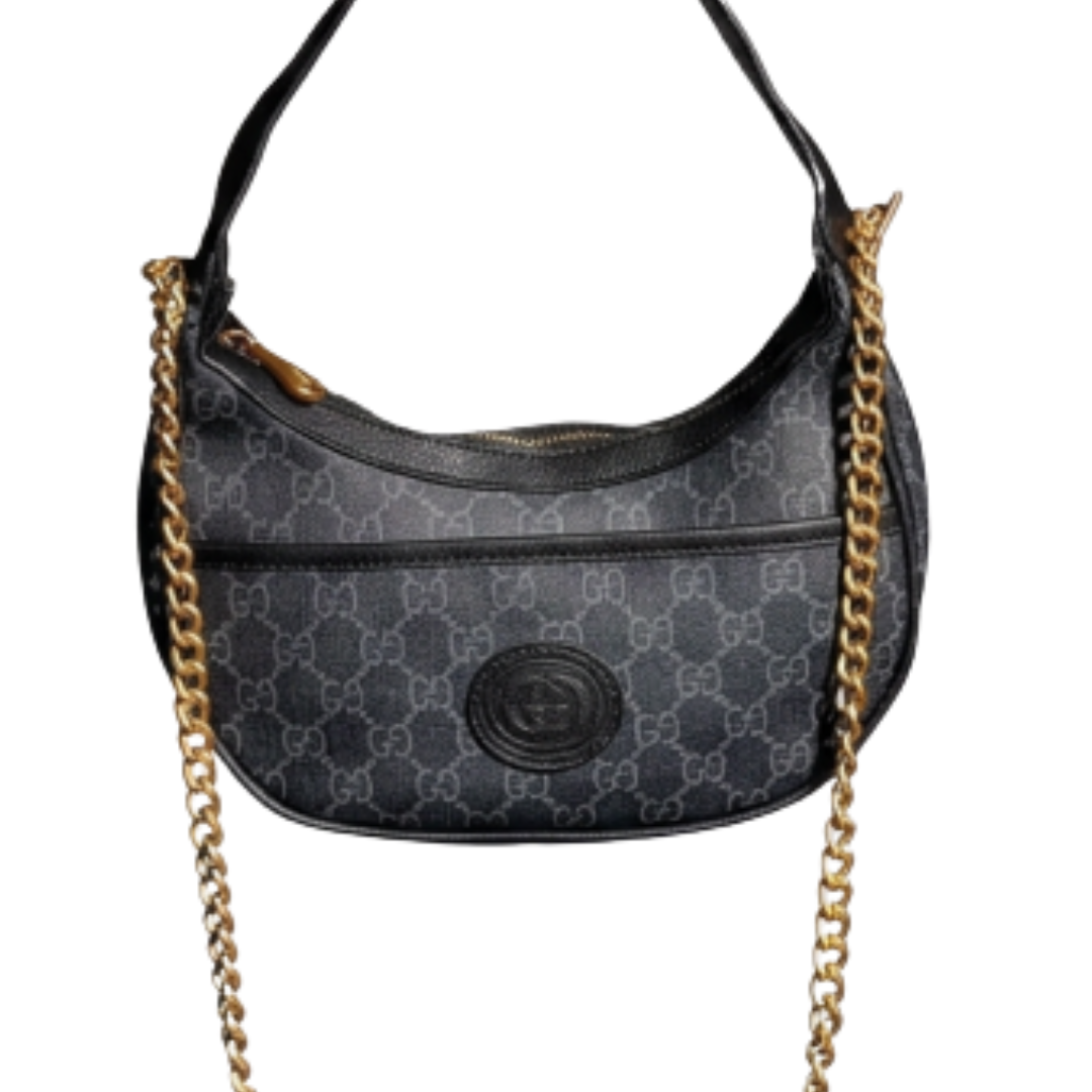 Gucci GG Supreme Mini Half-Moon Shoulder Bag – Black - View 3