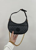 Gucci GG Supreme Mini Half-Moon Shoulder Bag – Black - View 5