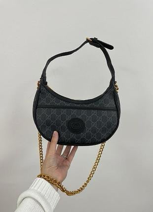 Gucci GG Supreme Mini Half-Moon Shoulder Bag – Black - View 5
