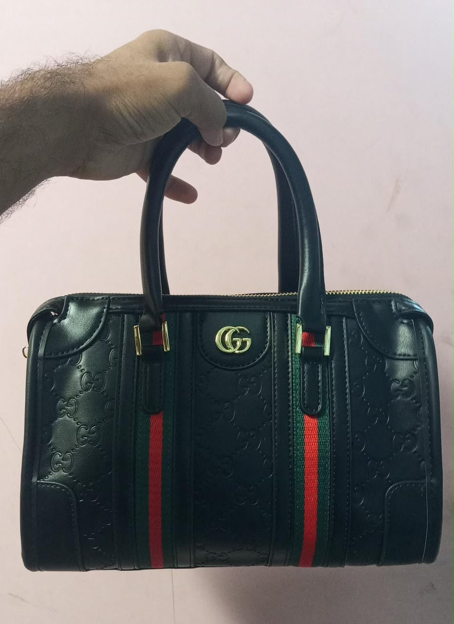Gucci GG Monogram Bag – Black with Red & Green Web Stripe - View 4