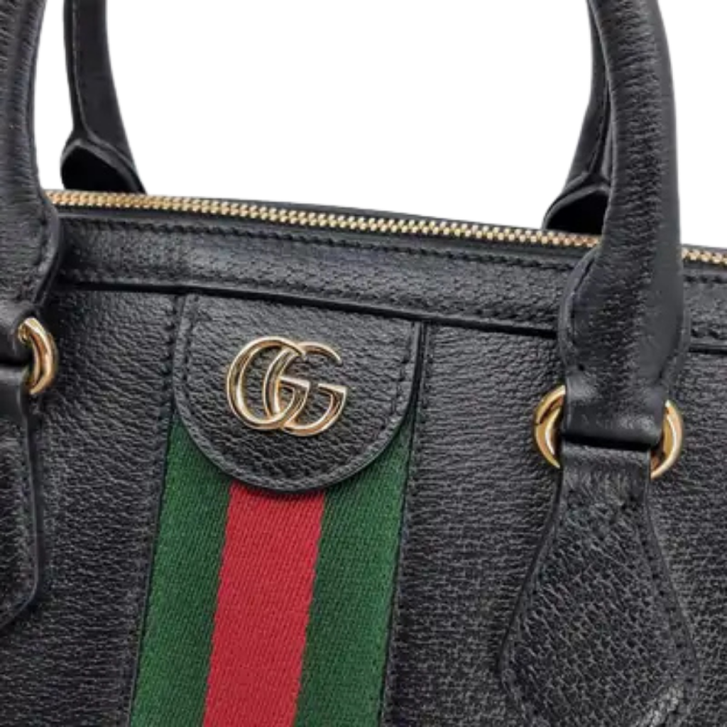 Gucci GG Monogram Bag – Black with Red & Green Web Stripe - View 5